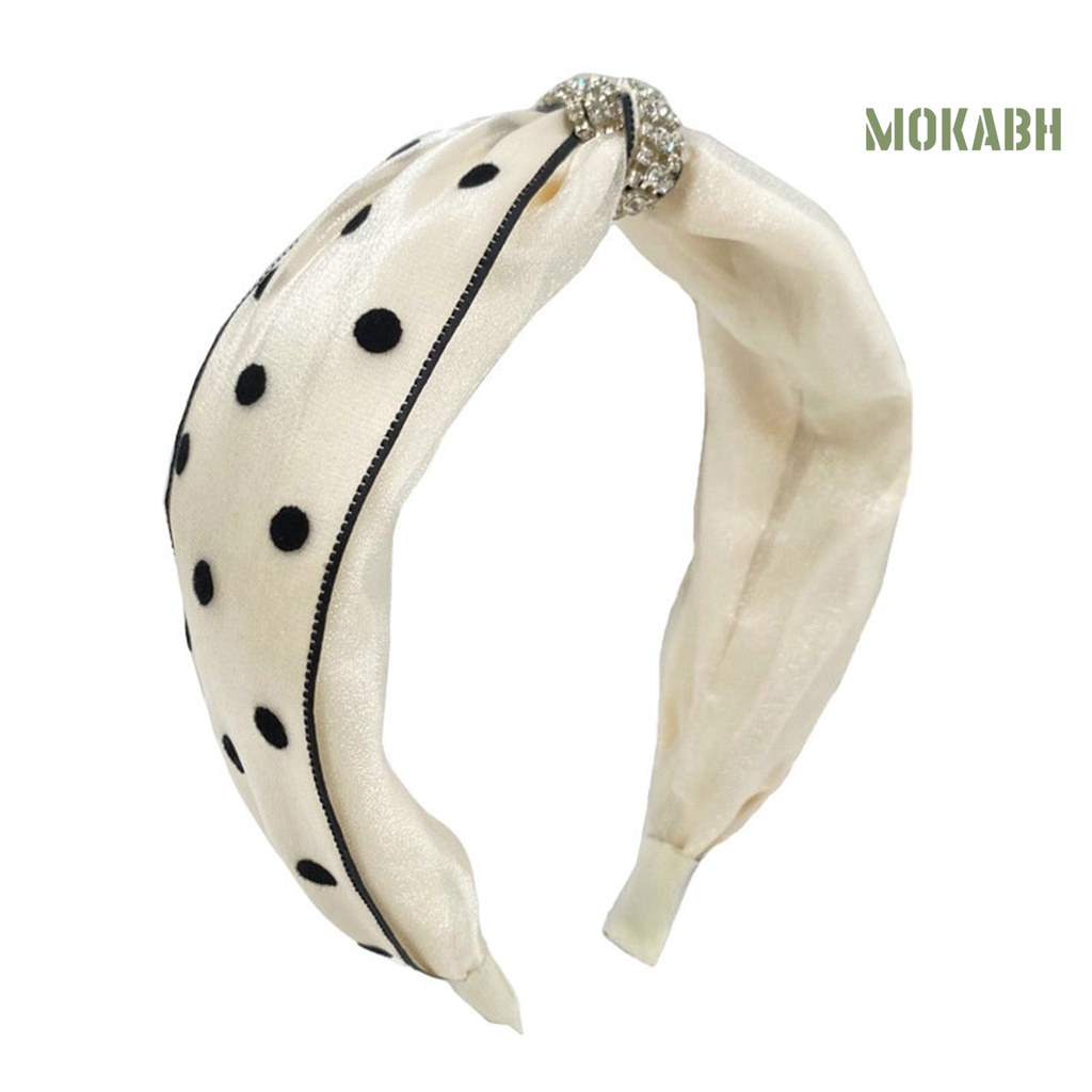 Băng Đô Cài Tóc Họa Tiết Chấm Bi Thắt Nút Phối Lưới Thời Trang Cho Nữ