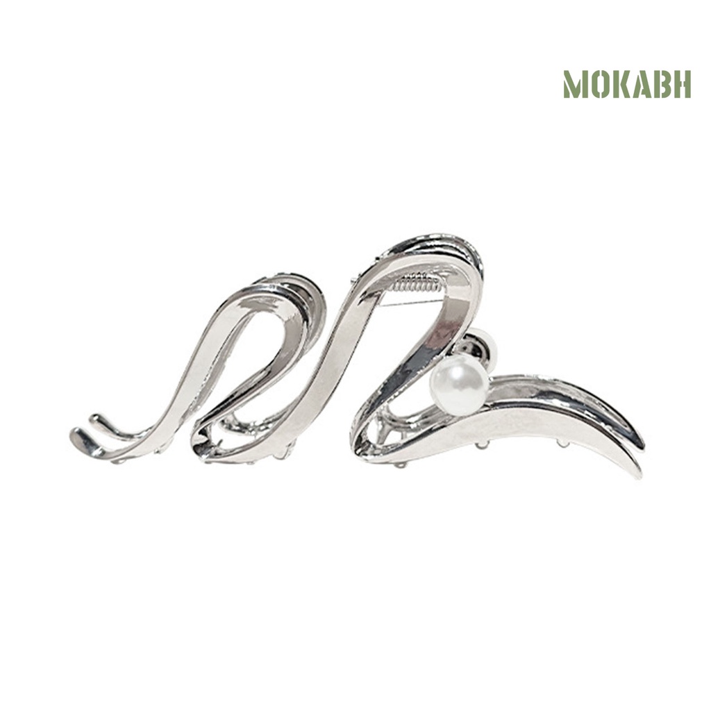 [Mok Abh] Kẹp Tóc Móng Vuốt Hình Gợn Sóng Màu Trơn Trang Trí Tóc Trơn Mượt Phong Cách Bland Thời Trang Cao Cấp Dành Cho Nữ