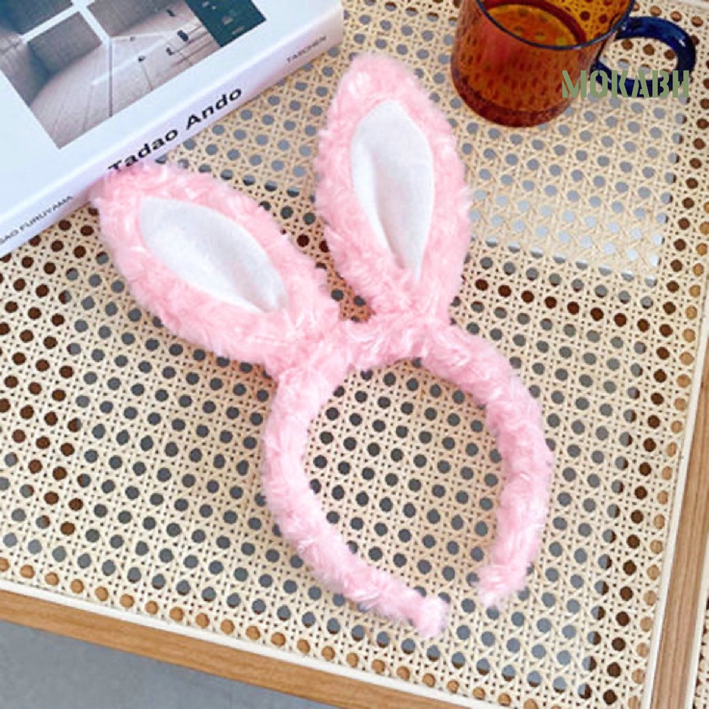 Băng Đô Cài Tóc Hình Tai Thỏ Hoạt Hình Dễ Thương Chống Trượt Cho Nữ