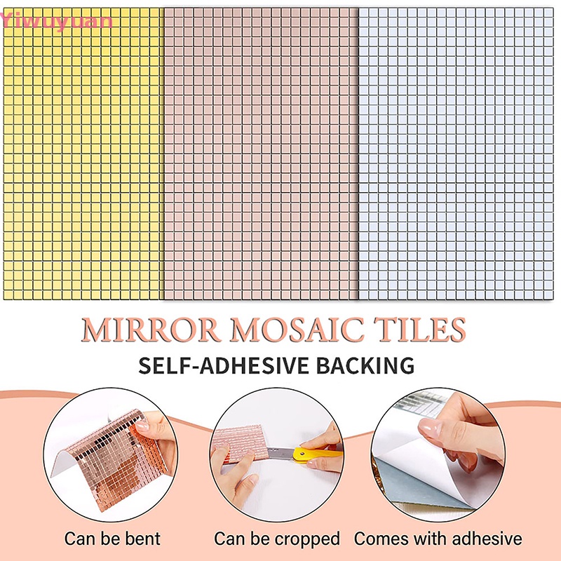 Miếng Dán Tường Trang Trí Tráng Gương Bằng Acrylic 5x5mm DIY Mới