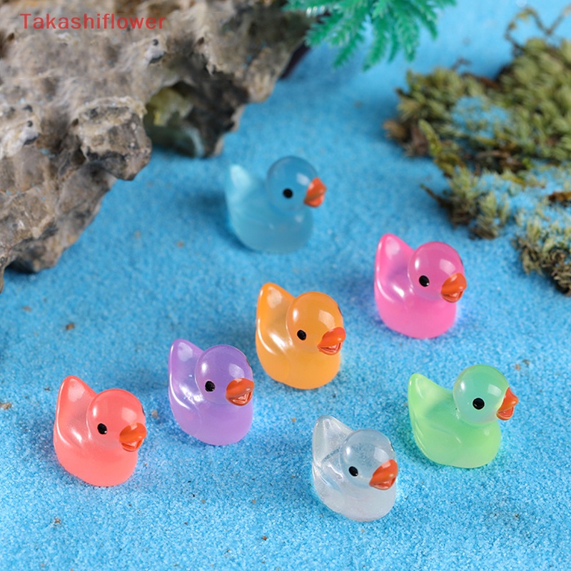 Set 10 Tượng Vịt Con Dạ Quang Mini Bằng Nhựa Resin Trang Trí Tiểu Cảnh