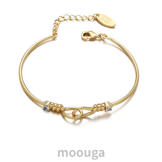 Moouga / Vòng Tay Đính Đá Zircon Siêu Tối Giản Cá Tính Phong Cách Âu Mỹ Cho Nữ