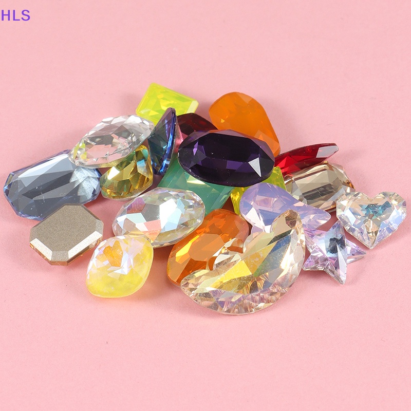 Set 20 Viên Đá Thủy Tinh Hình Trái Tim / Ngôi Sao Nhiều Màu Sắc Dùng Làm Trang Sức Thủ Công