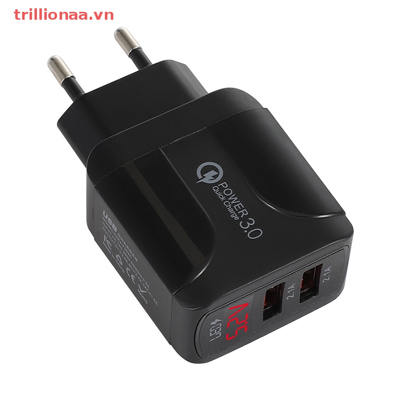 Bộ Sạc Nhanh QC3.0 Hub 2.4A 2 Cổng Usb Có Màn Hình LED Hiển Thị