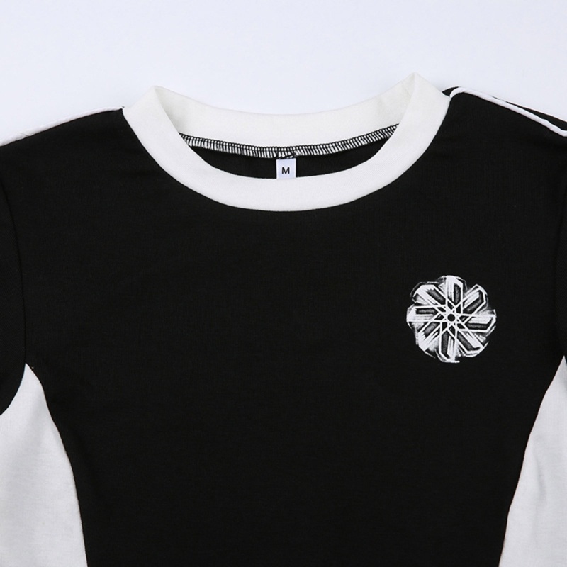 Áo Thun Cổ Tròn Màu Trắng Đen Thoáng Khí Thời Trang Cho Nữ