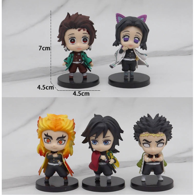 Bộ 5 Mô Hình Nhân Vật Tanjirou Zenitsu Shinobu Hoạt Hình Demon Slayer