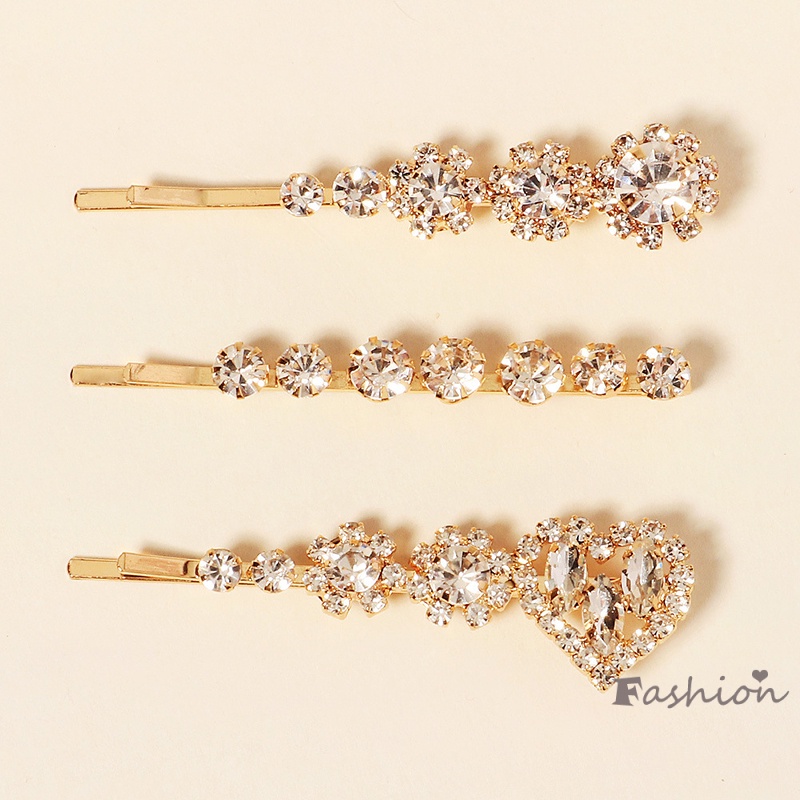 Set 3 Kẹp Tóc Đính Đá Thời Trang Hàn Quốc Cho Nữ