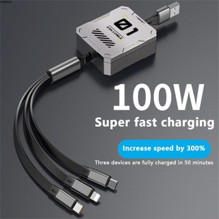 6A siêu nhanh sạc Kính thiên văn 3-trong-1 cáp dữ liệu một kéo Ba nhanh sạc máy một gió sạc dâ