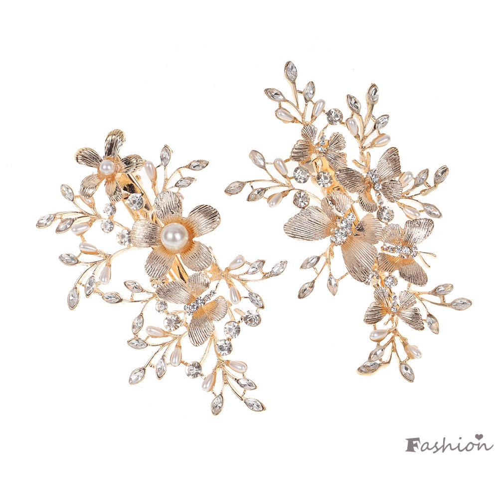 Kẹp Tóc Hình Hoa Bằng Hợp Kim Bền Bỉ Cho Cô Dâu