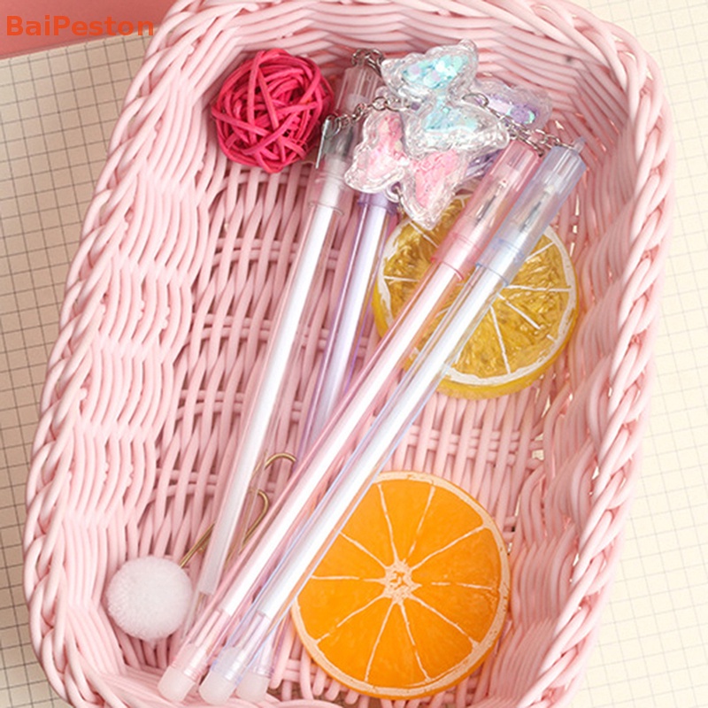 1 Cây Bút Mực Gel Ngòi 0.5mm Hình Bướm Đính Kim Sa Màu Sắc Ngẫu Nhiên Sáng Tạo Dành Cho Học Sinh