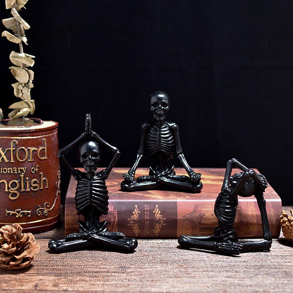 1 Mô Hình Đầu Lâu Trắng / Đen Bằng Nhựa Resin Trang Trí Halloween