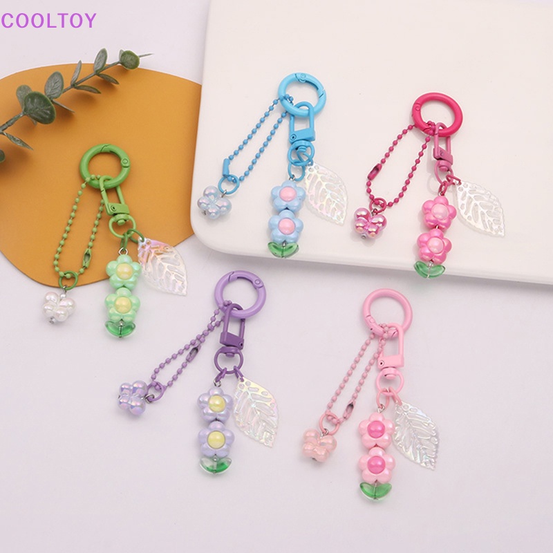 Móc Chìa Khóa Xe Hơi Bằng Acrylic Họa Tiết Hoa Năm Cánh Nhiều Màu Dễ Thương