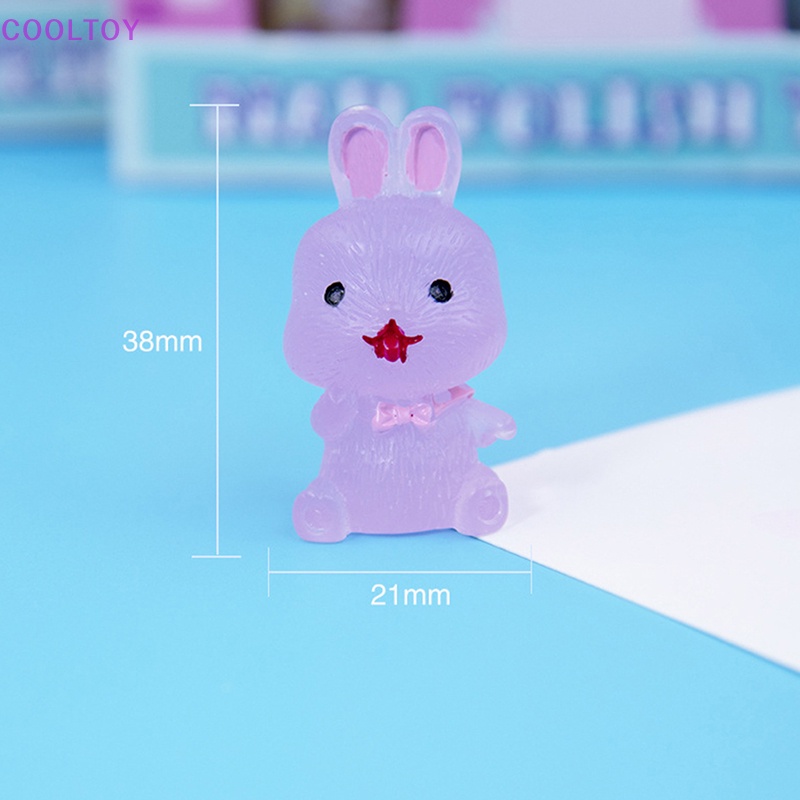 Cooltoy Bộ 4 Tượng Thỏ Mini Bằng Nhựa Resin Dạ Quang Phát Sáng Trong Đêm Trang Trí Tiểu C
