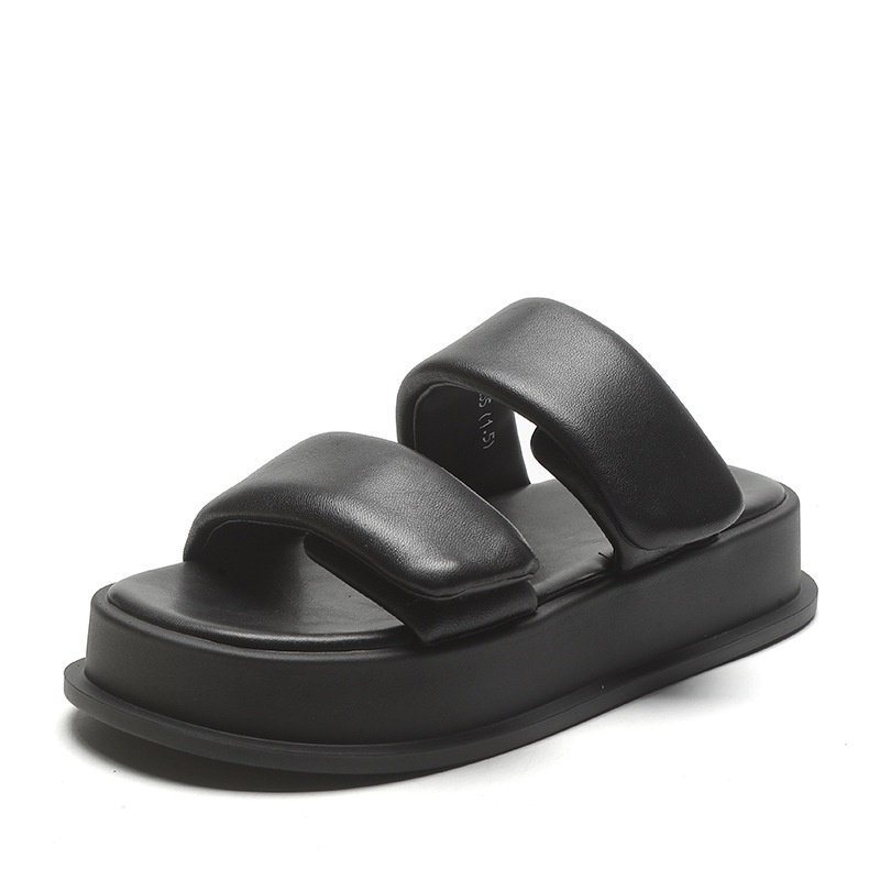 Duoya Dép Da Mềm Quai Dán Dày Dặn Có Thể Điều Chỉnh Thời Trang Mùa Hè Cho Nữ