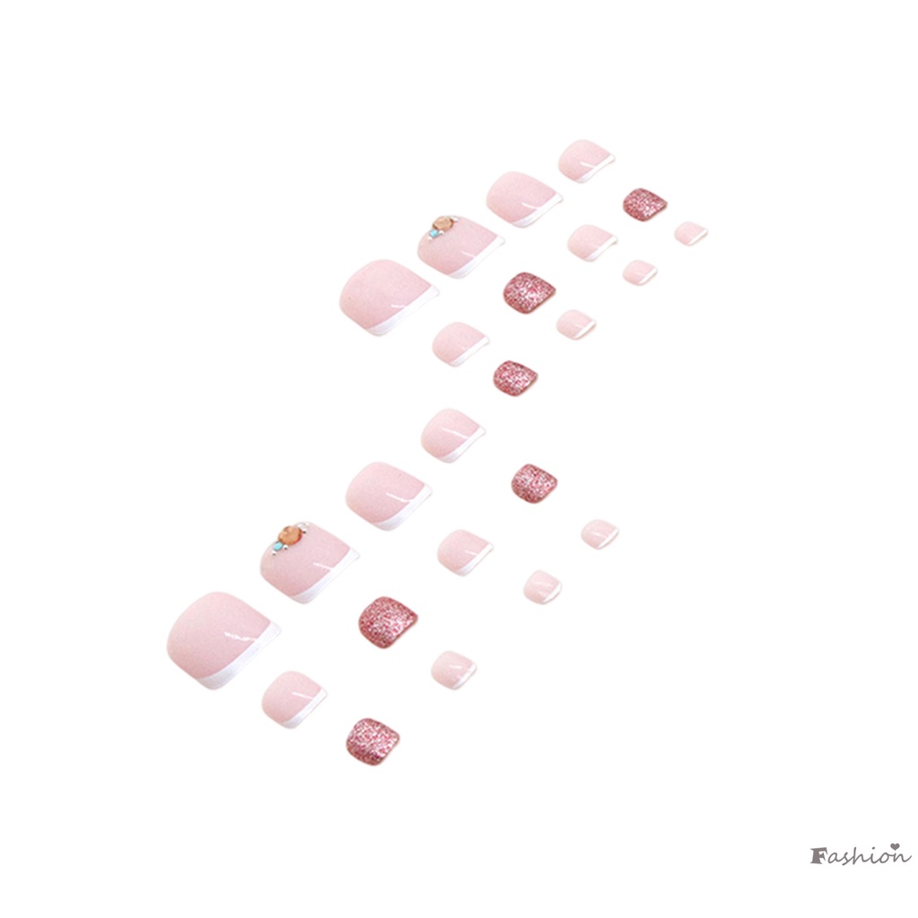 Móng Chân Giả Siêu Linh Hoạt Lâu Trôi Đính Kim Tuyến Màu Hồng Lấp Lánh