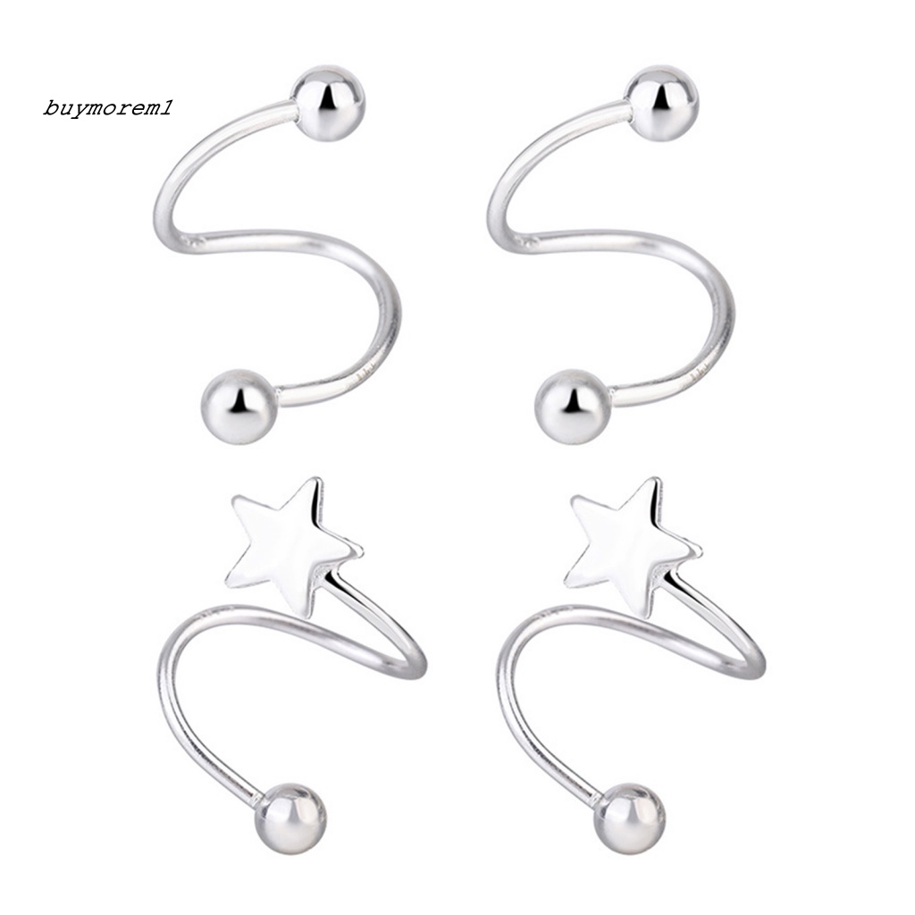 1 Đôi Khuyên Tai Hình Ngôi Sao Năm Cánh Màu Trơn Thời Trang Cho Nữ