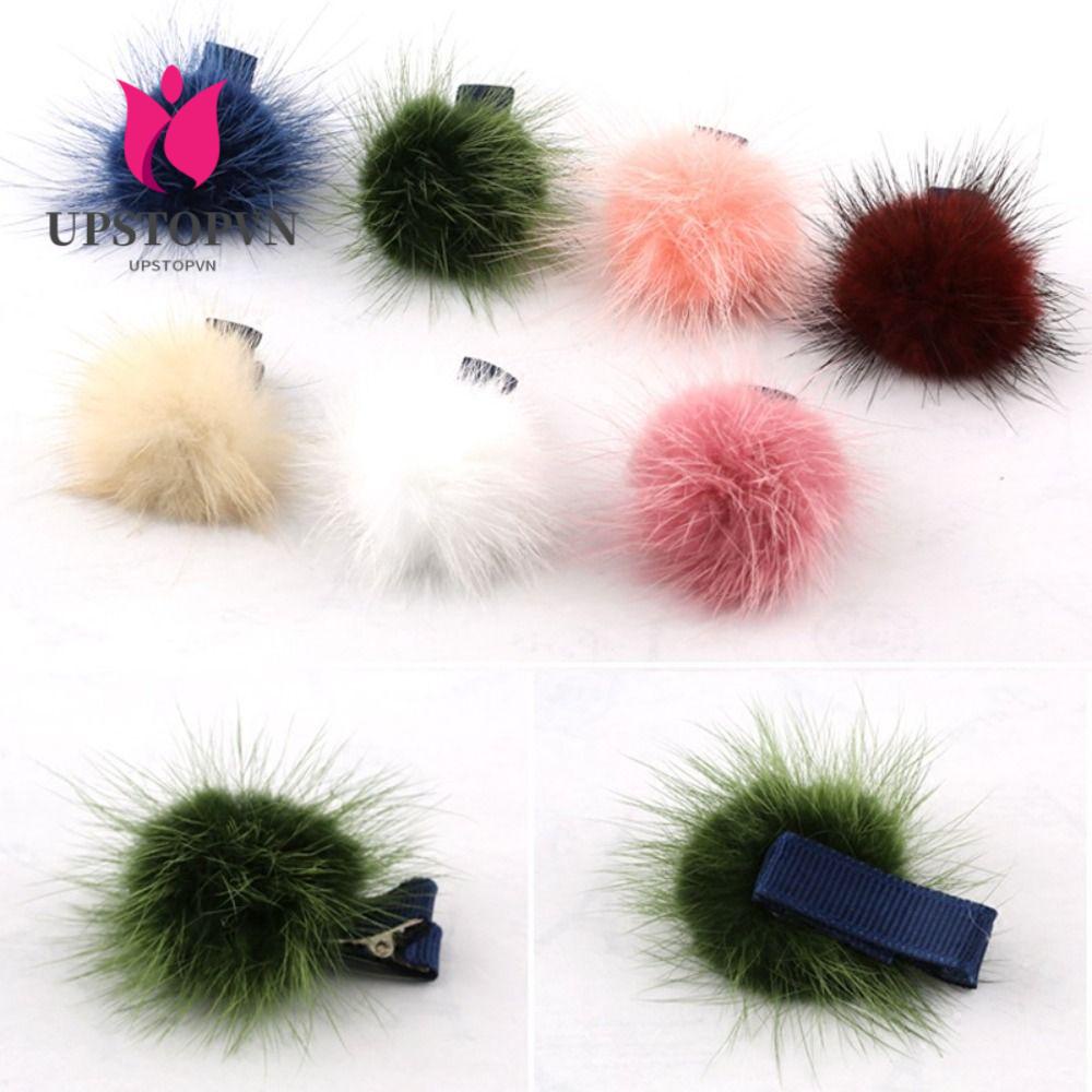 Kẹp Tóc Lông Chồn Nhiều Màu Cho Bé Gái