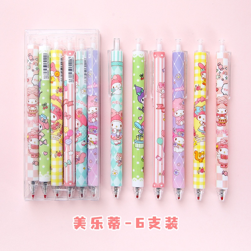 Set 6 Bút Mực Gel Ngòi Bút 0.5Mm Màu Đen Thời Trang