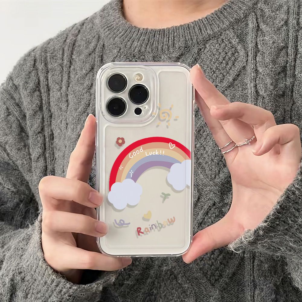 ✅Ốp Điện Thoại Mềm Chống Sốc Họa Tiết Cầu Vồng Đơn Giản Cho Iphone 12 13plus 14pro 11 Max 6S 78