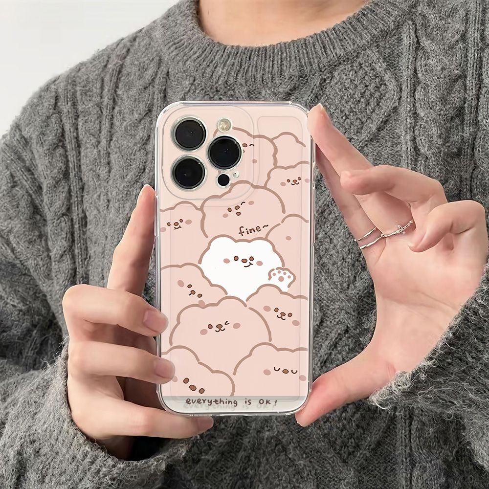 ✅Ốp Điện Thoại Mềm Chống Sốc In Hình Gấu 6In Dễ Thương Phong Cách Đơn Giản Cho Iphone 13iPhone1278max 11 14pro
