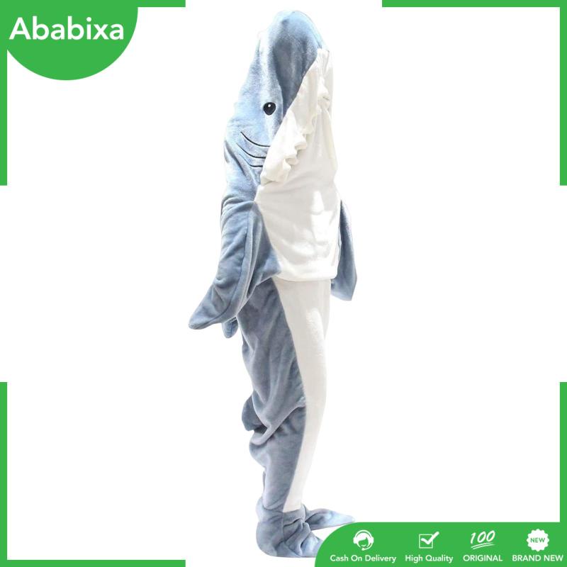 [Ababixa] Chăn Bông Ngủ Có Mũ Trùm Hình Cá Mập Dễ Thương Dùng Hóa Trang Ấm Áp