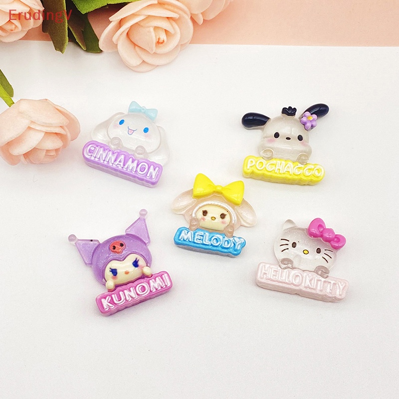 Bộ 2 Phụ Kiện Trang Trí Hình Cinnamoroll / Hello Kitty / Kuromi Bằng Nhựa Phát Quang Độc Đáo DIY