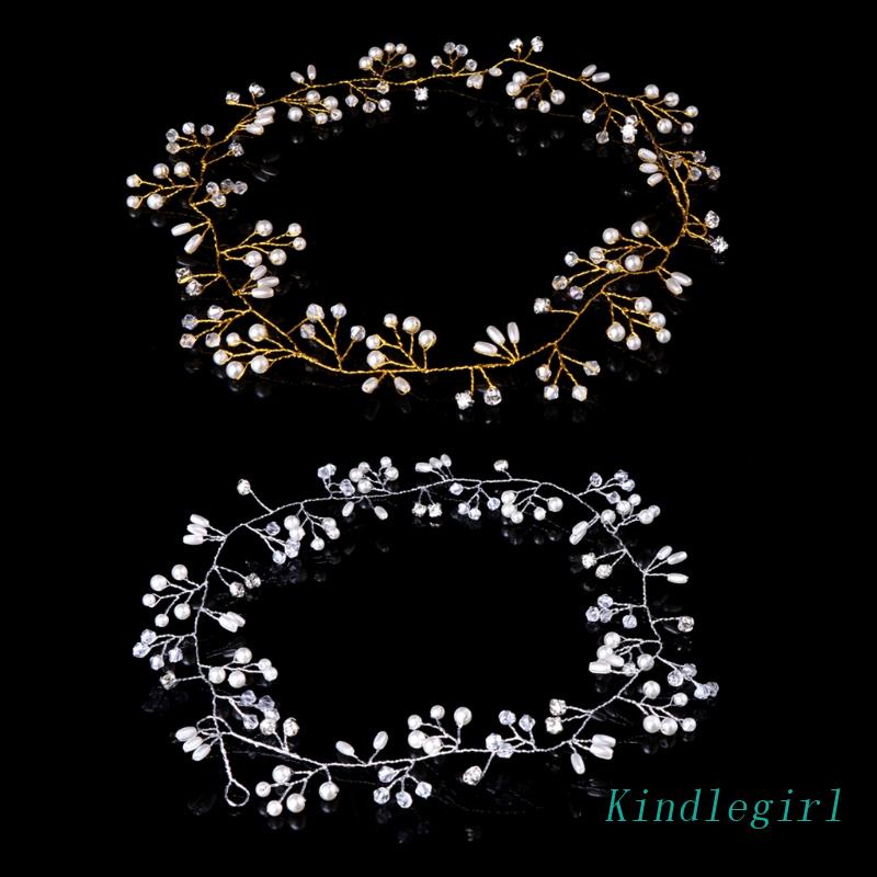 Cài Tóc Dạng Chuỗi Hạt Ngọc Trai Giả Màu Vàng / Bạc Cho Cô Dâu