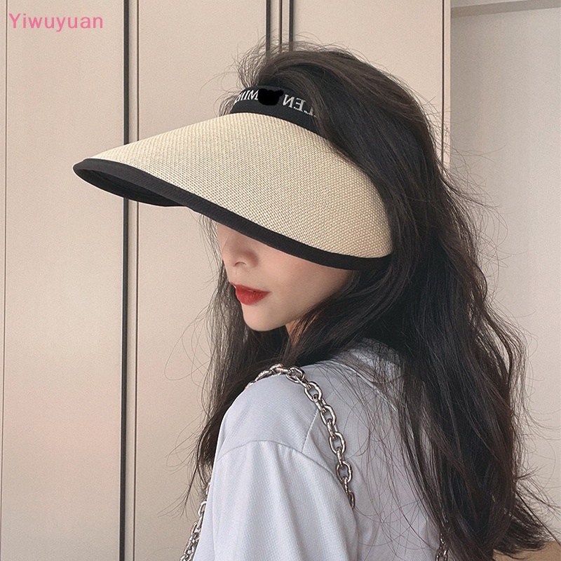 < Yiwuyuan > Mũ Cói Chống Nắng Mùa Hè Hở Chóp Gấp Gọn Được Cho Nữ Đi Biển Ngày Lễ Mới