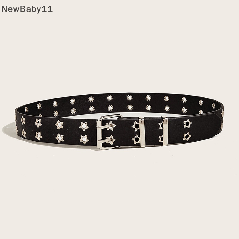 Thắt Lưng Da Pu Hai Hàng Khuy Hình Ngôi Sao Thời Trang Punk