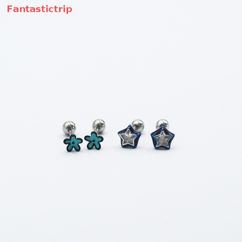 1 Đôi Bông Tai Hình Hoa Và Ngôi Sao Đính Đá Zircon Dễ Thương Thời Trang Cho Nữ