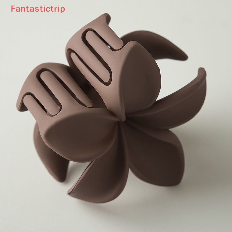 [Fantastictrip] Kẹp Tóc Móng Vuốt Màu Trơn Hoa Mặt Nhám Phong Cách Cổ Điển Thanh Lịch Mới