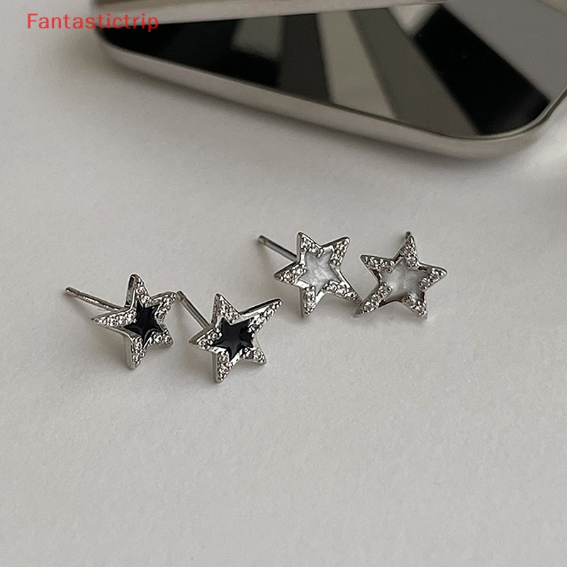 [Fantastictrip] Bông Tai Đinh Tán Thời Trang Hình Ngôi Sao Đính Đá Zircon Phong Cách Punk Gothic Punk Dành Cho Nữ Y2K Mới