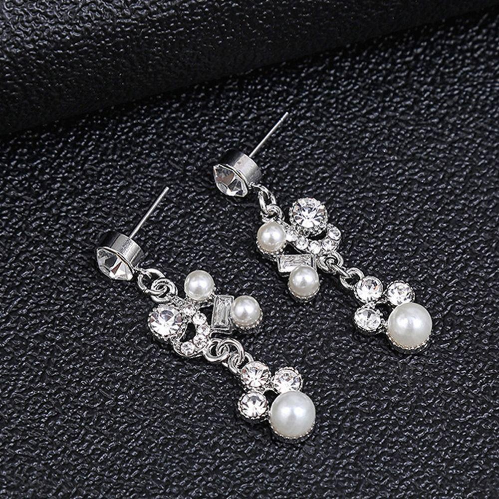 Bộ Trang Sức Đính Hoa Thanh Lịch Dành Cho Cô Dâu|Khuyên Tai Hợp Kim Dáng Dài Phong Cách Hàn Quốc