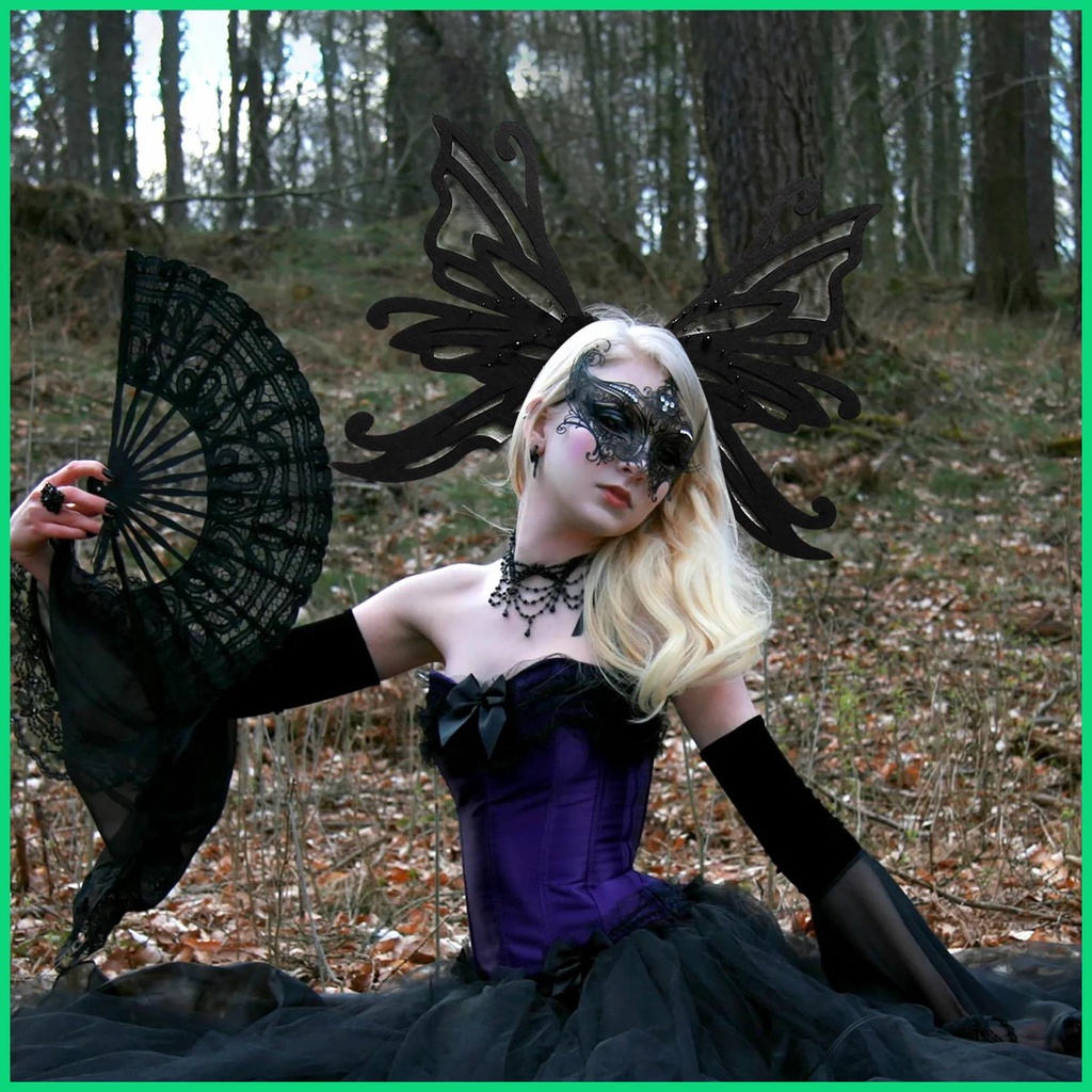 Kẹp Tóc Hình Bướm Màu Đen Phong Cách Gothic Thời Trang Dự Tiệc Cho Nữ