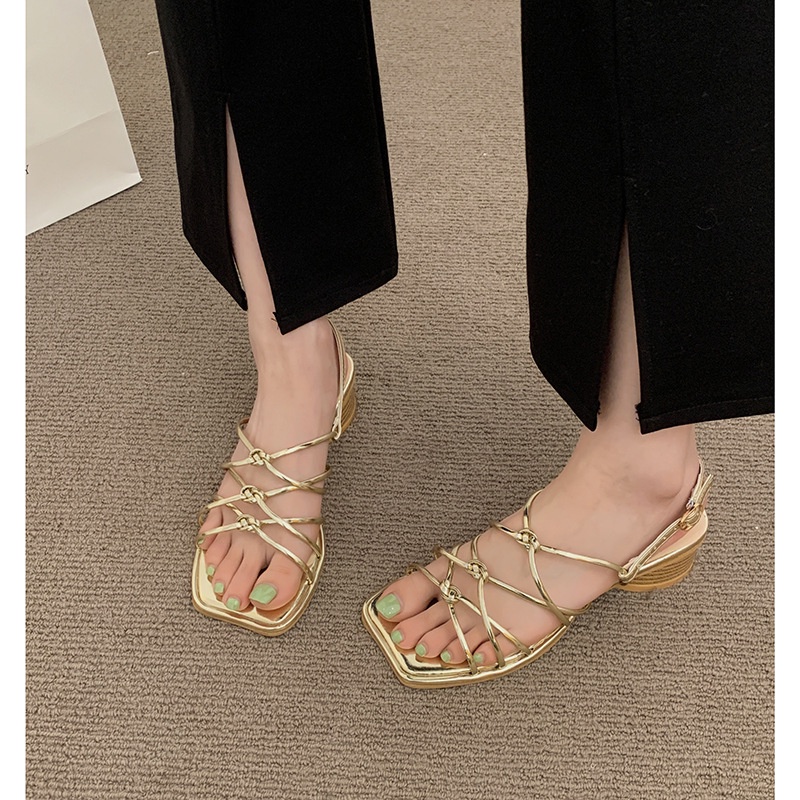 Xăng đan Cao Gót Quai Ngang Màu Bạc Thiết Kế Đơn Giản Thời Trang Mùa Hè Hàng Mới Dành Cho Bạn Nữ-AA0444