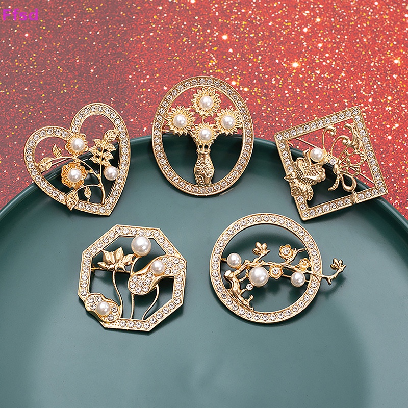 {Ffsd} Ghim Cài Khăn Choàng / Khăn Quàng Cổ Hình Hoa Đính Ngọc Trai Thời Trang Vintage Dành Cho Nữ