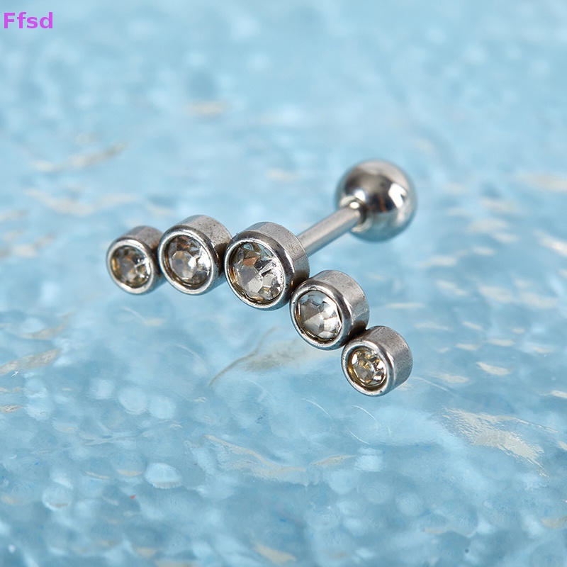 {Ffsd} Khuyên Xỏ Tai Bằng Thép Không Gỉ Đính Đá Pha Lê Thời Trang Làm Quà Tặng Cho Nữ * Bán Chạy