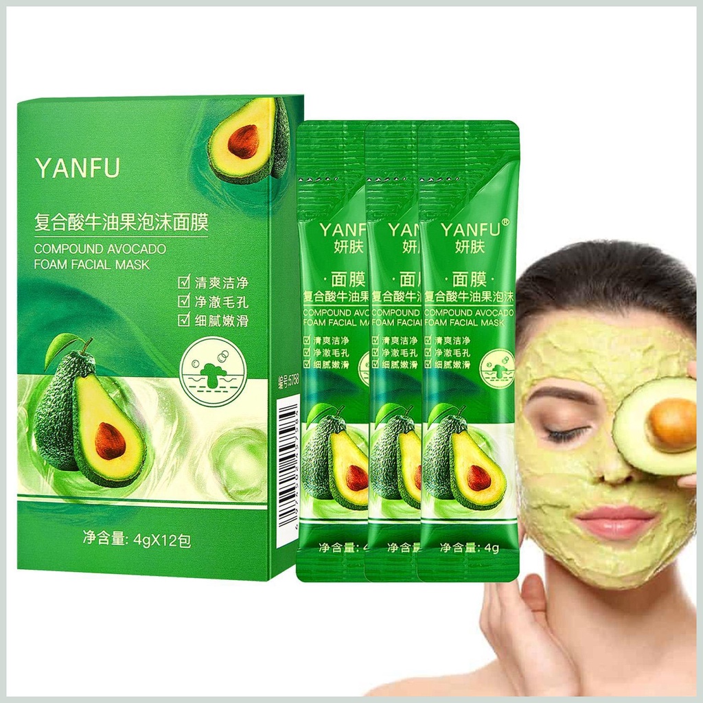 Set 12 Túi Đất Sét Chiết Xuất Bơ Làm Sạch Da Tự Nhiên Cho Nam Nữ