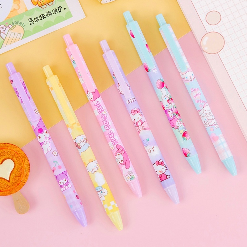 Bút Mực Gel Ngòi 0.5mm Họa Tiết Chó / Mèo Hoạt Hình Dễ Thương Cho Học Sinh