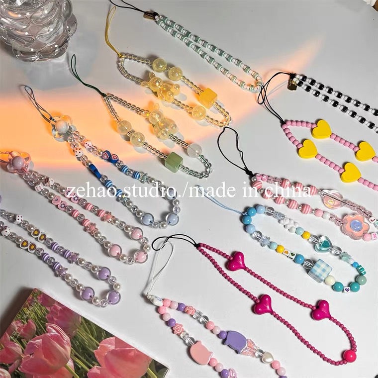 Dây Đeo Điện Thoại Dạng Chuỗi Hạt Chống Thất Lạc Phong Cách Hàn Quốc