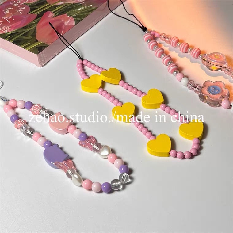 Dây Đeo Điện Thoại Dạng Chuỗi Hạt Chống Thất Lạc Phong Cách Hàn Quốc