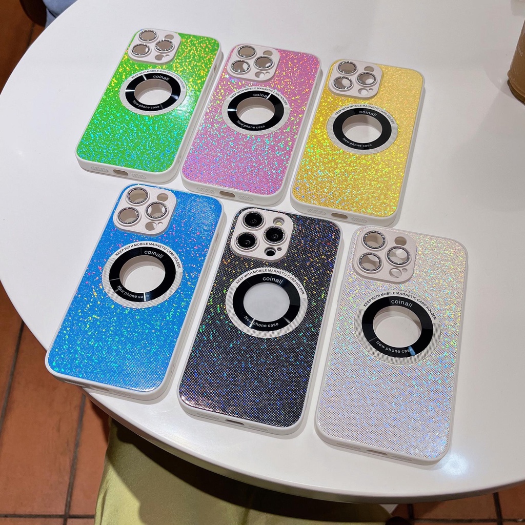 Ốp Điện Thoại PC Cứng Trong Suốt Đính Kim Cương Nhiều Màu Chống Rơi Cho iPhone 12 13 14 Pro Max