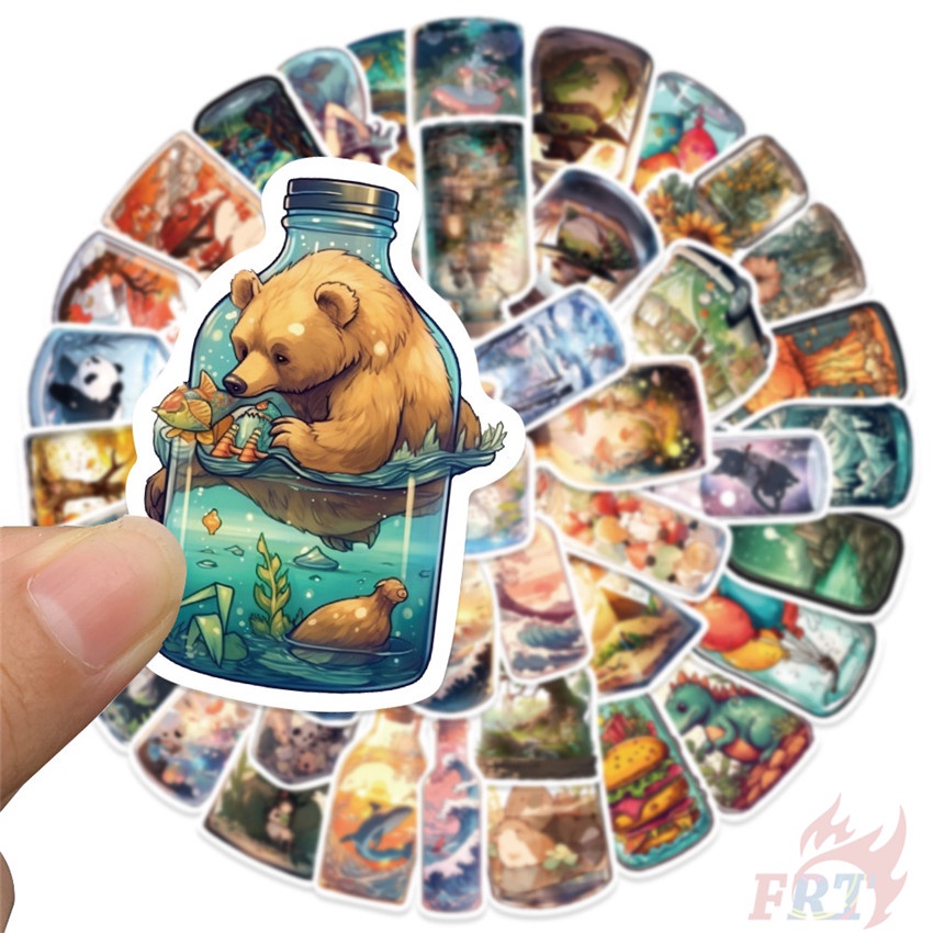 ❉ Sticker Dán Trang Trí Bình Nước Thế Giới Nghệ Thuật 01 ❉ Bộ 50 Sticker Chống Thấm Nước Họa Tiết Doodle Hợp Thời Trang