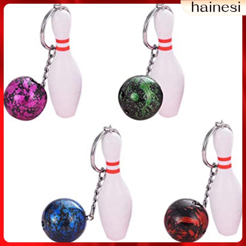 Set 4 Móc Khóa Kim Loại Hình Bowling Dễ Thương