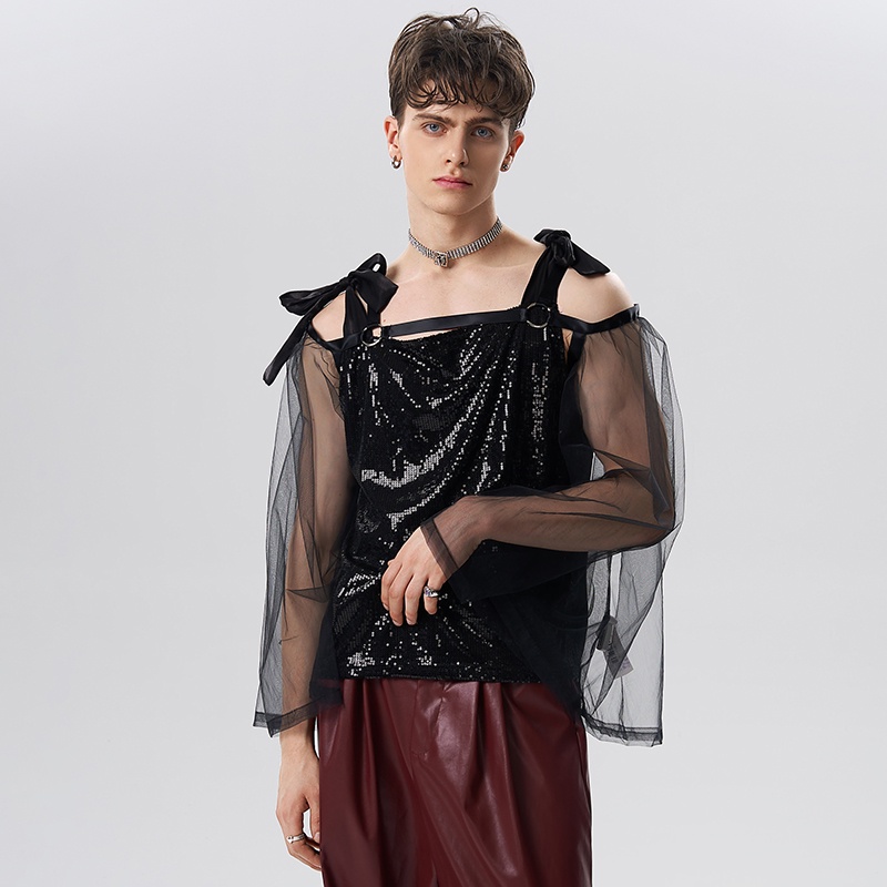 Áo INCERUN tay ngắn thiết kế khoét vai chất lượng cao