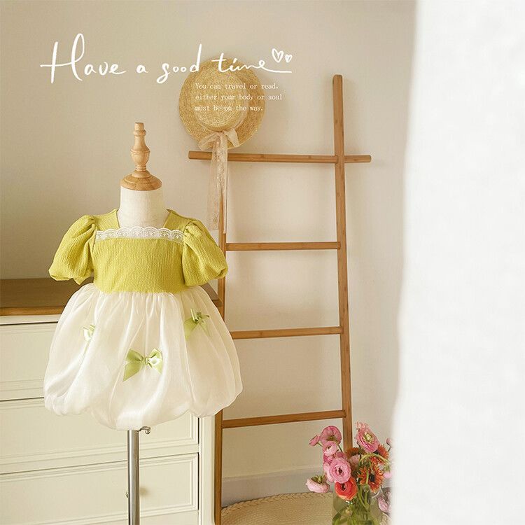 Đầm Công Chúa Mùa Hè Hàn Quốc 2023 Tay Cộc Lưới Mới Cho Bé Gái