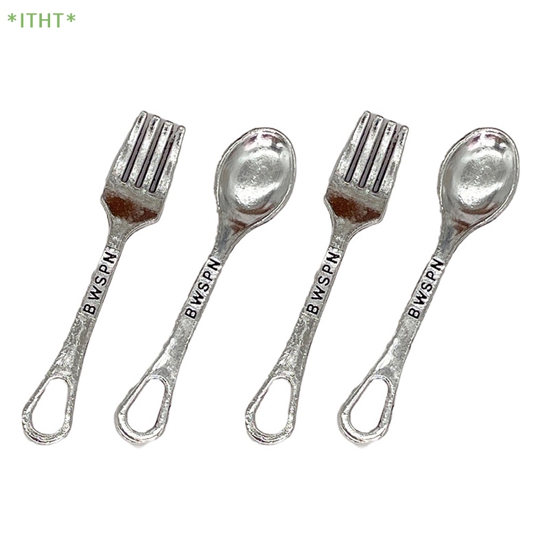Bộ 4 Muỗng Nĩa 1: 6 Dùng Trang Trí Nhà Búp Bê Mới