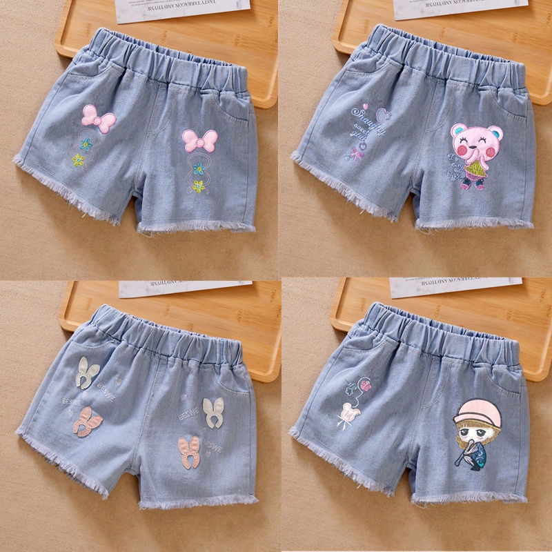 Quần Short Denim Dáng Rộng Phong Cách Phương Tây Thời Trang Mùa Hè Cho Bé Gái