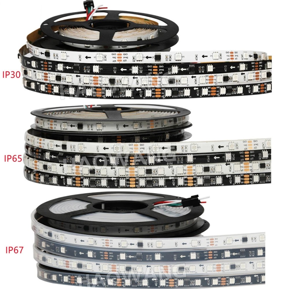 5m / cuộn WS2811 RGB Đèn LED dải SMD 5050 Địa chỉ WS2811 IC 1 IC Điều khiển 3 đèn LED 30 / 48 / 60LE