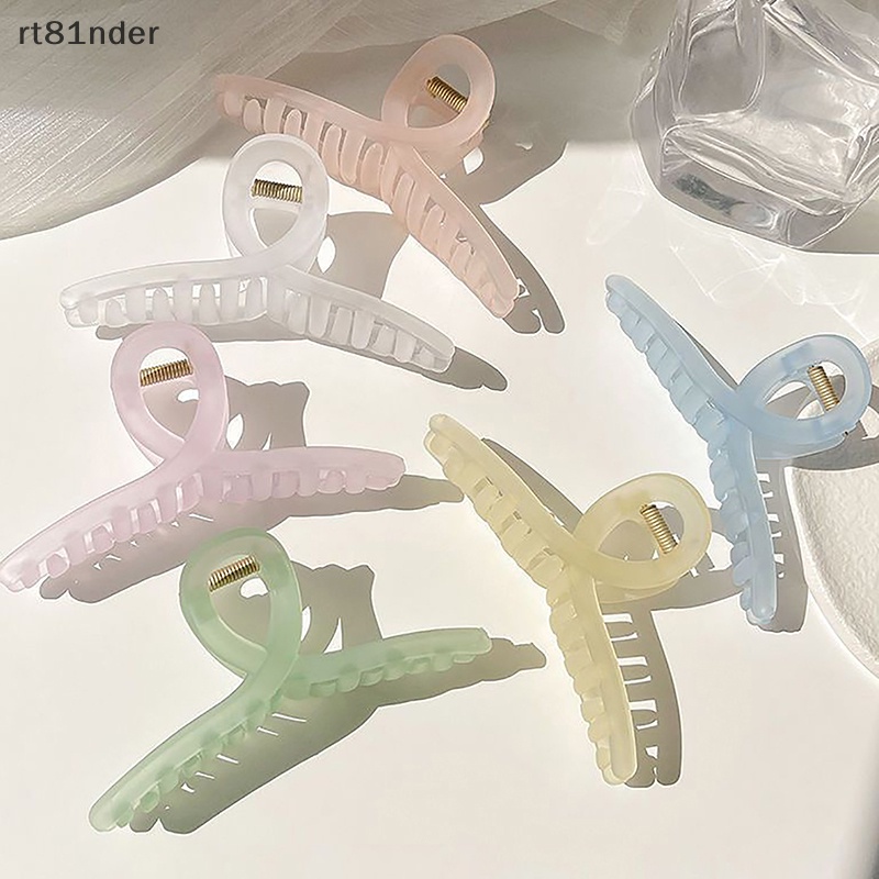 Rt Kẹp Tóc Càng Cua Bằng Nhựa Màu Trơn Trong Suốt Kích Thước Lớn Thời Trang Cho Nữ